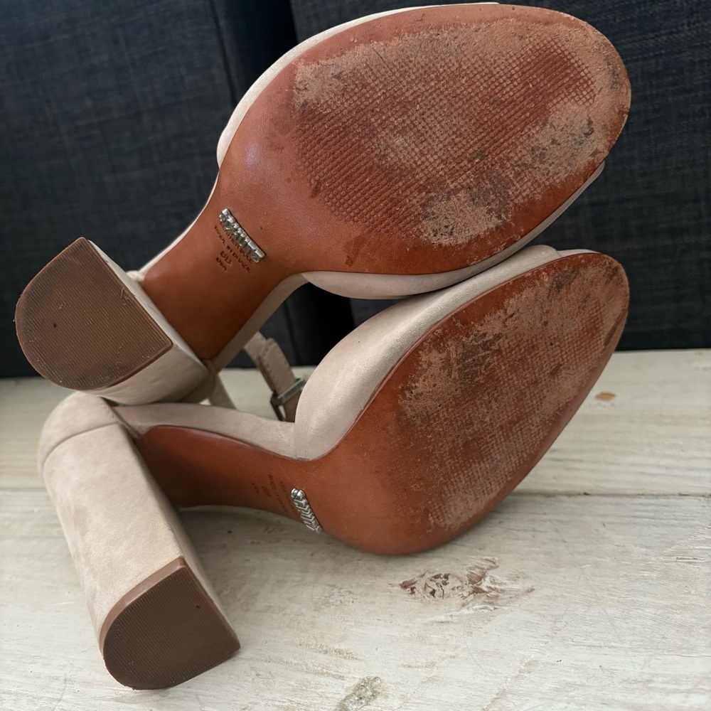 SCHUTZ Taupe Block Heel Sandals - Picture 15 of 16